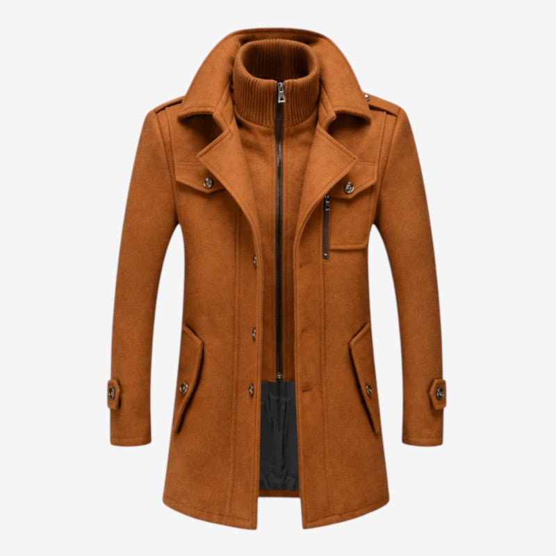 DualWarm - Men's Long Winter Coat With Double-Layer Design
