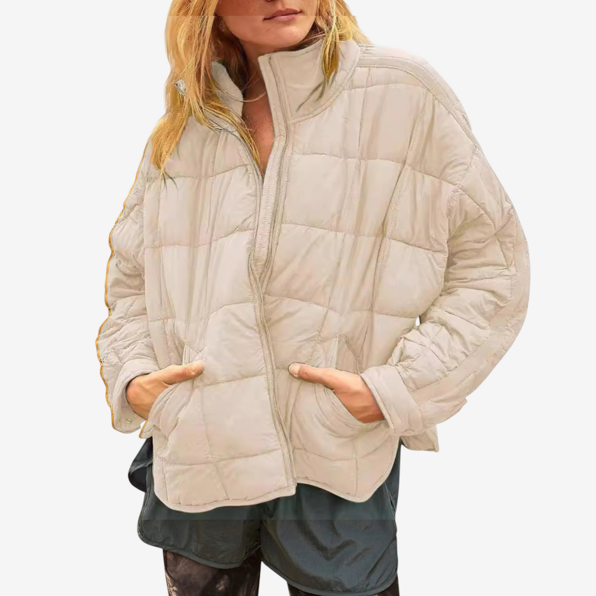 Collaris - Quilted Puffer Jacket with Loose Fit and High Collar