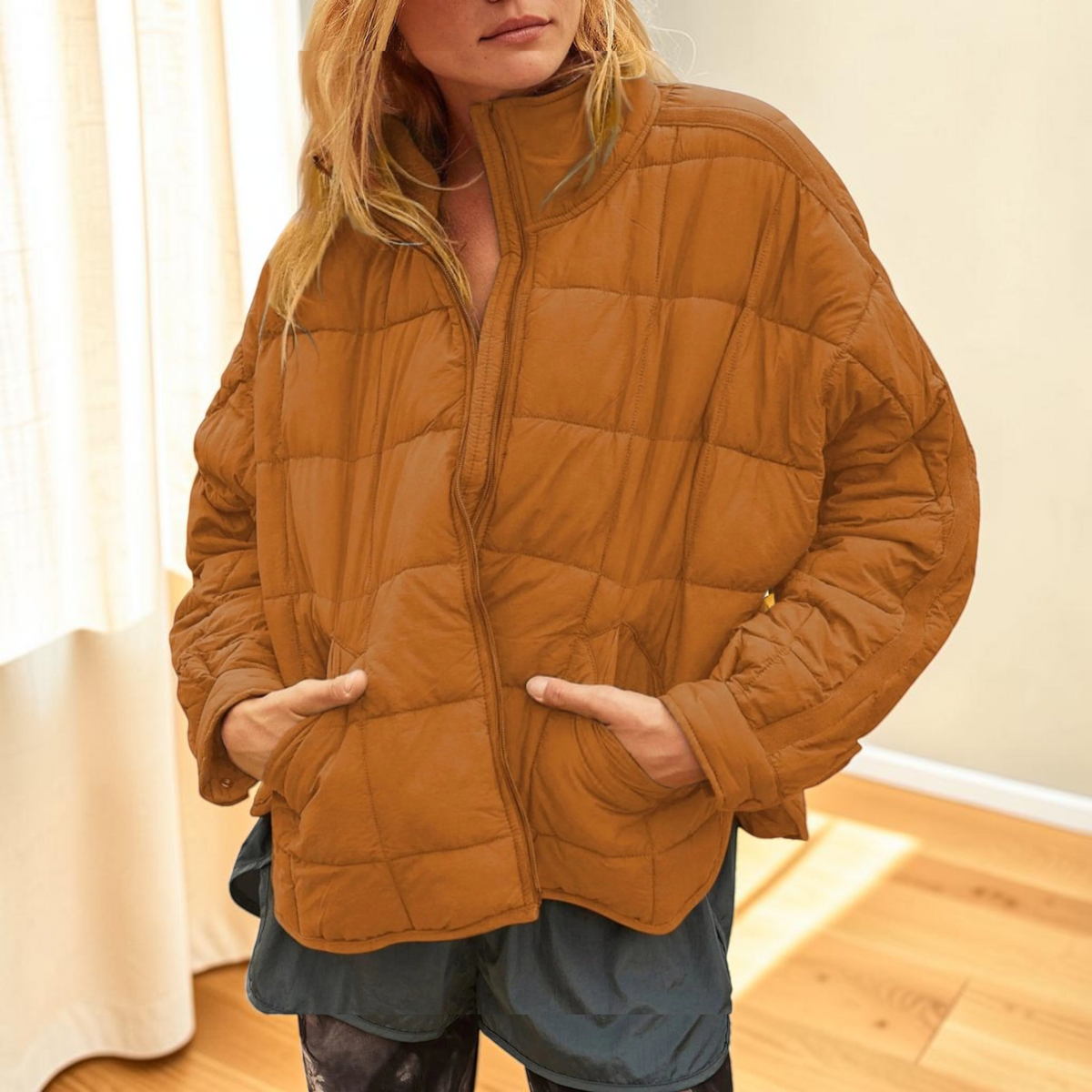 Collaris - Quilted Puffer Jacket with Loose Fit and High Collar