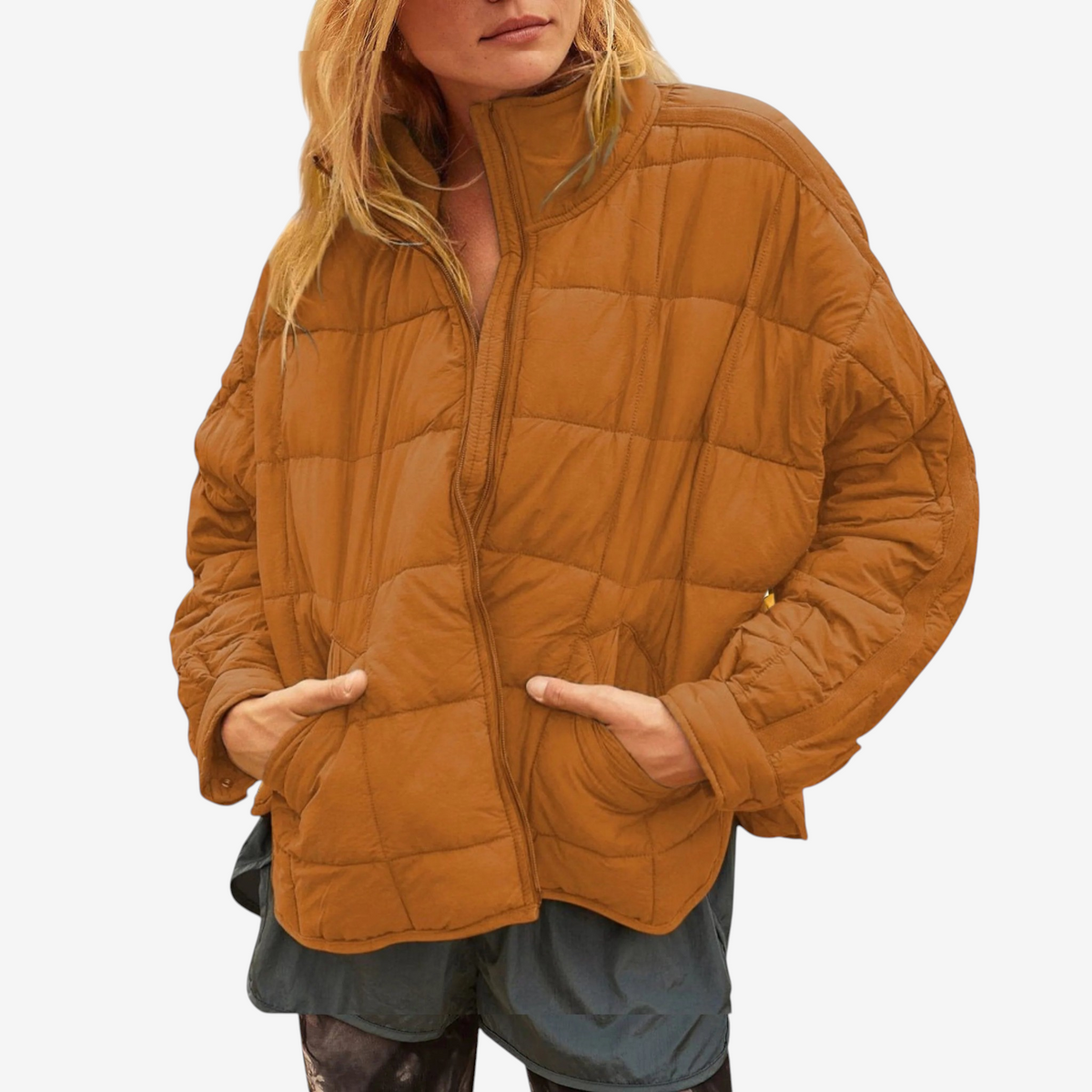 Collaris - Quilted Puffer Jacket with Loose Fit and High Collar