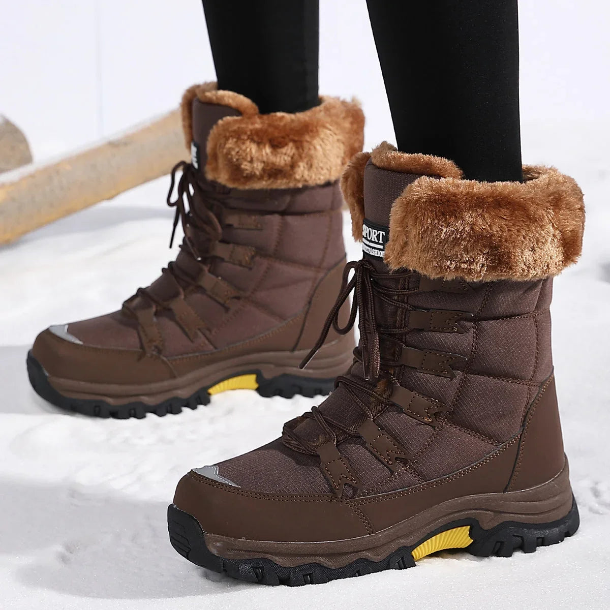 Velqavora – Bottes d’hiver doublées à laçage ajustable