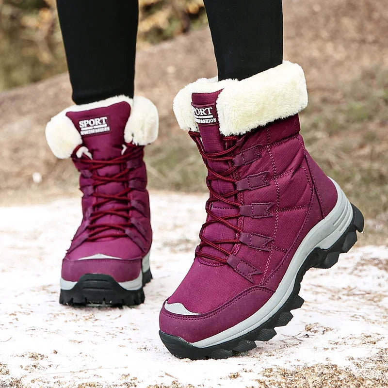 Velqavora – Bottes d’hiver doublées à laçage ajustable