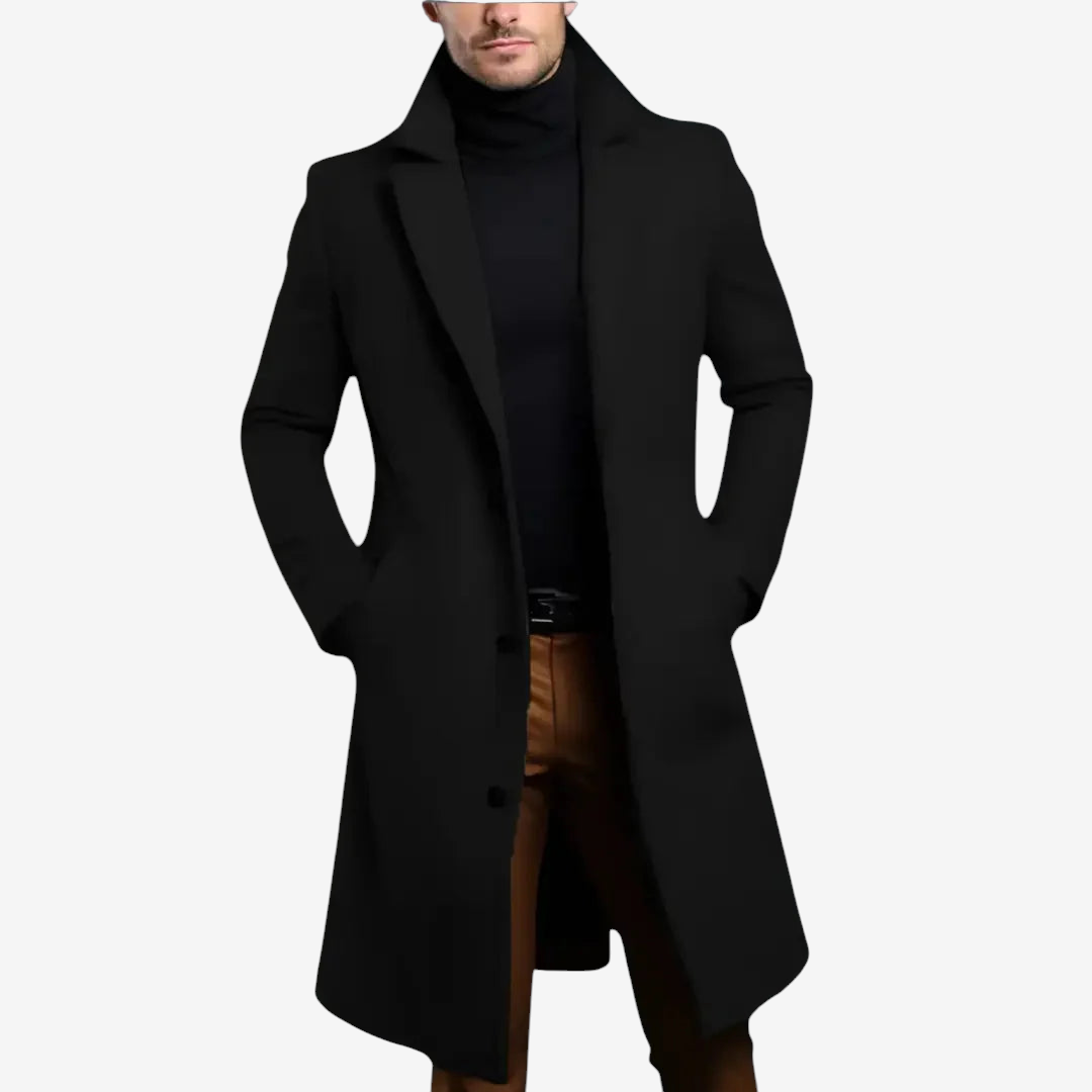 Varexora – Jednořadý kabát střední délky s klopami se zubem