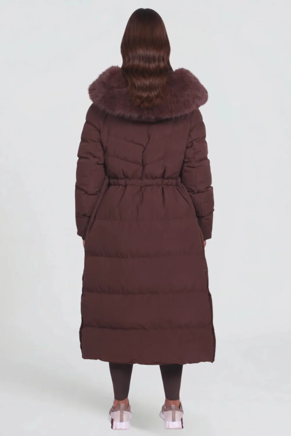 Qelvarine – Long Quilted Hooded Coat with Waist Cord
