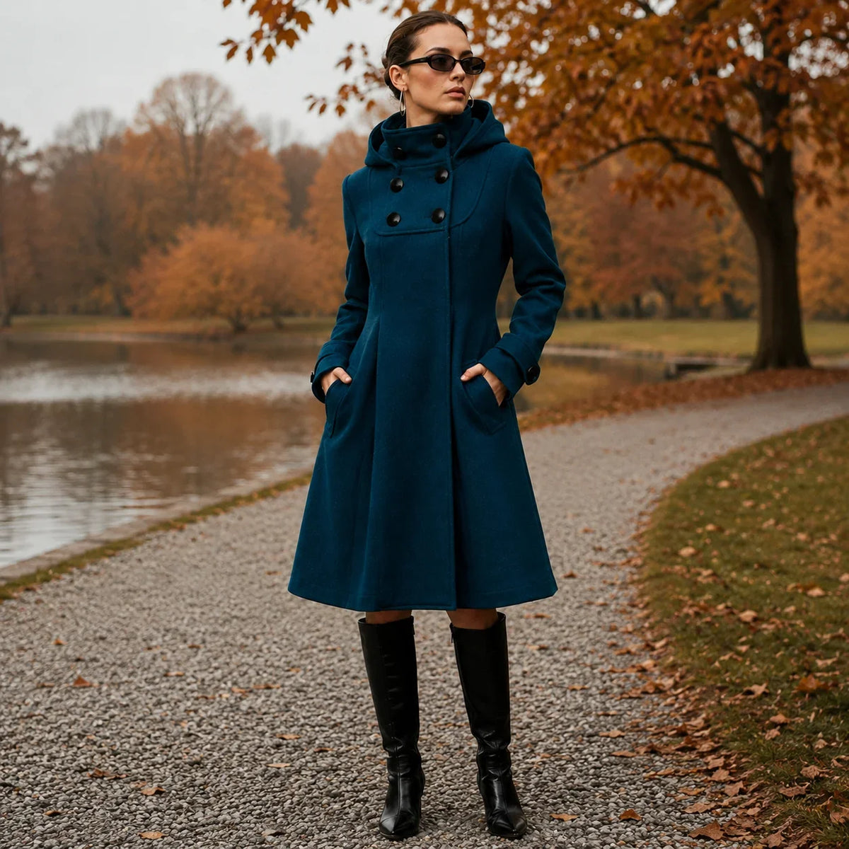 Zavrielle – Structured Hooded Coat with Defined Shoulders