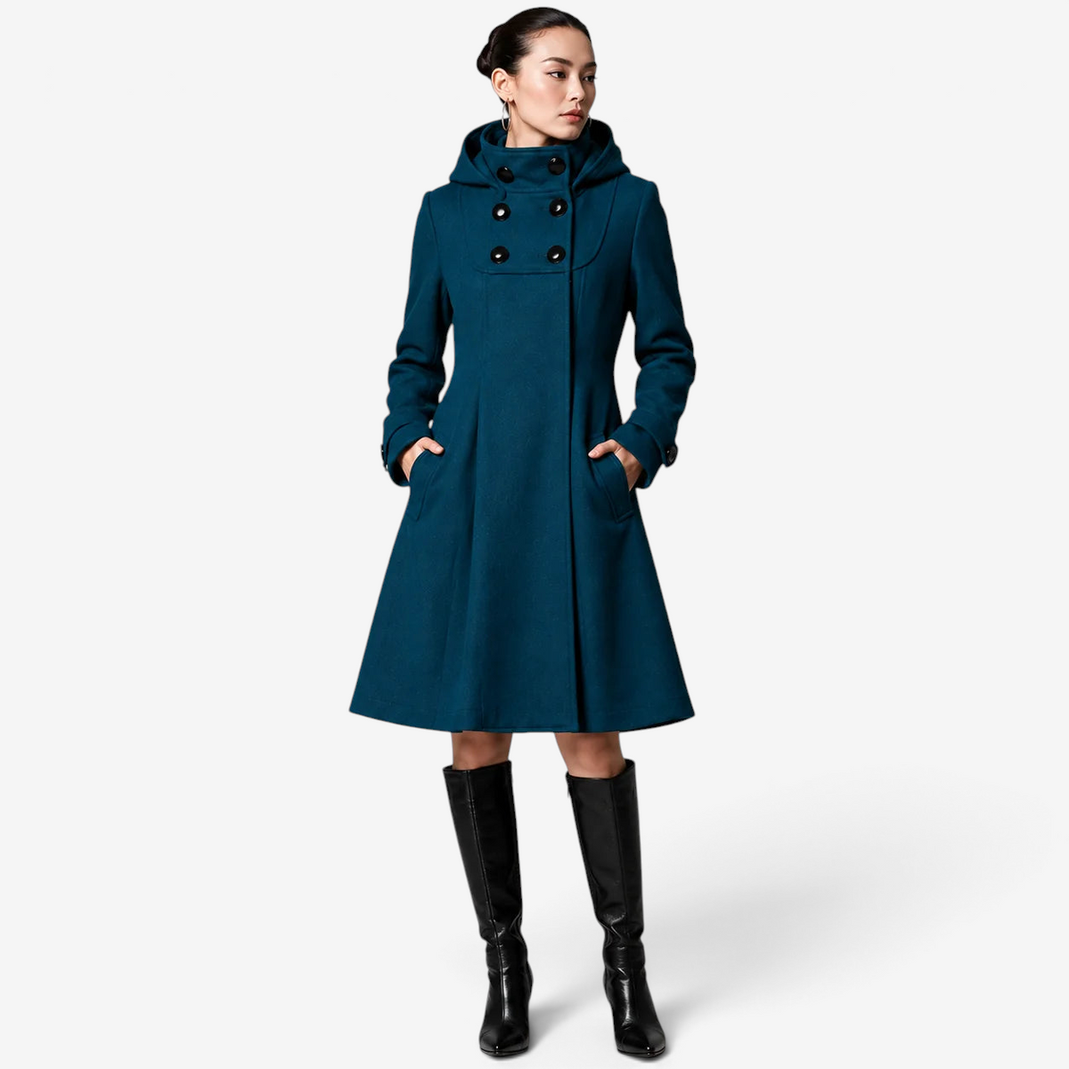 Zavrielle – Structured Hooded Coat with Defined Shoulders