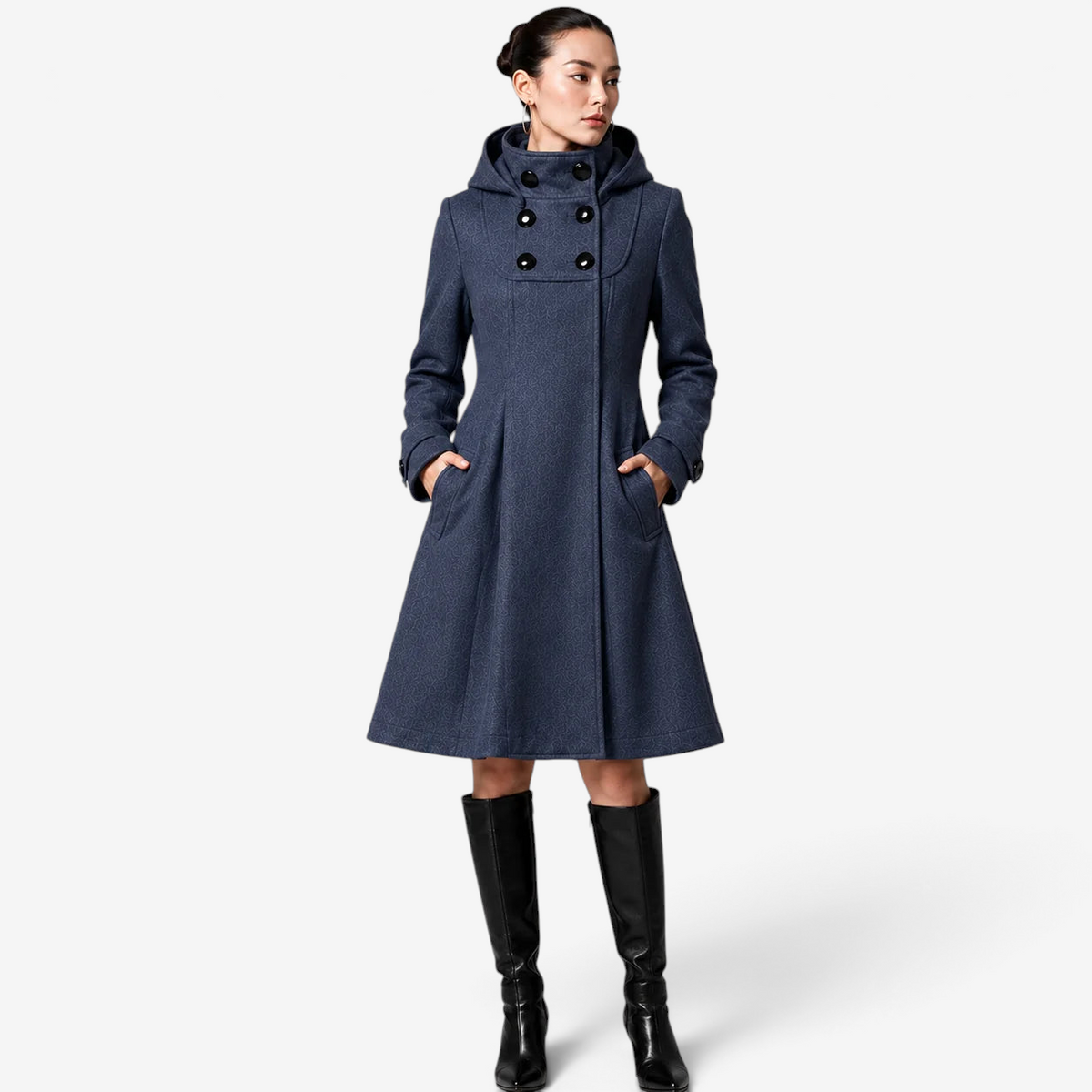 Zavrielle – Structured Hooded Coat with Defined Shoulders
