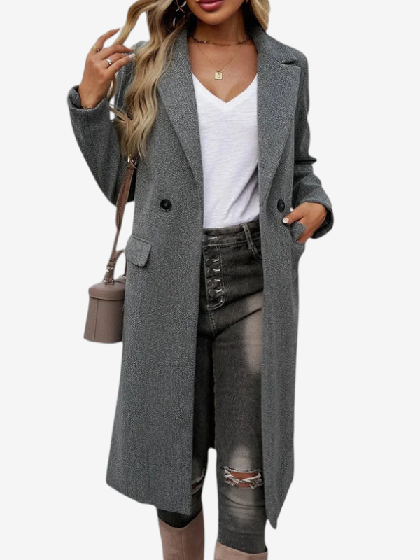 Vareqessa – Trench Coat with Notched Lapel Collar