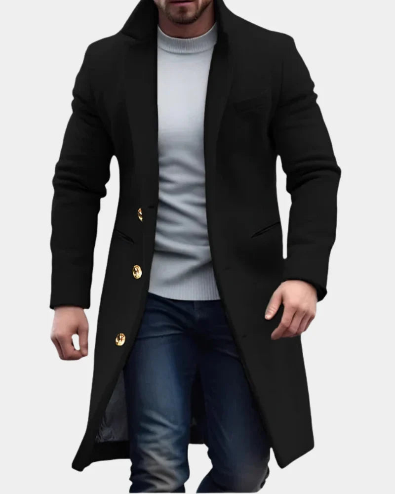 Zelvane – Cappotto lungo con colletto rialzato e chiusura con bottoni