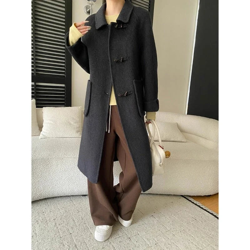 Avenqora – Long Coat with Toggle Front Closure