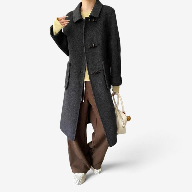 Avenqora – Long Coat with Toggle Front Closure