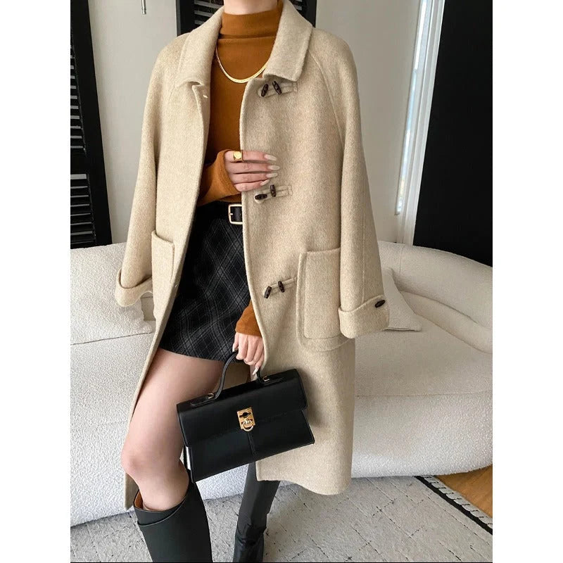Avenqora – Long Coat with Toggle Front Closure