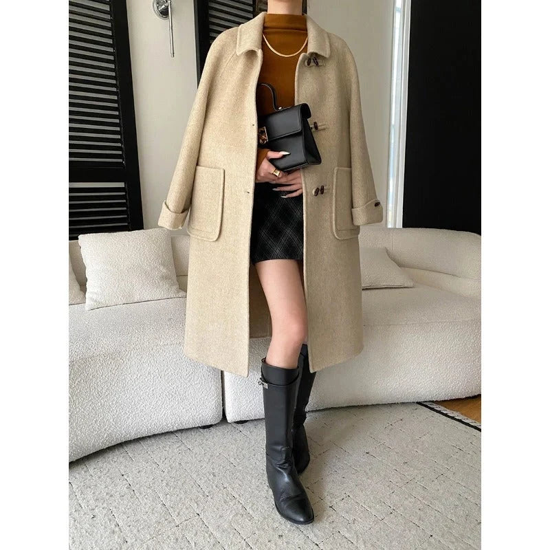 Avenqora – Long Coat with Toggle Front Closure