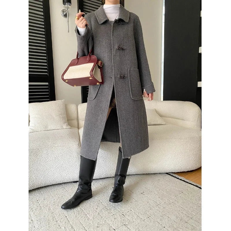 Avenqora – Long Coat with Toggle Front Closure