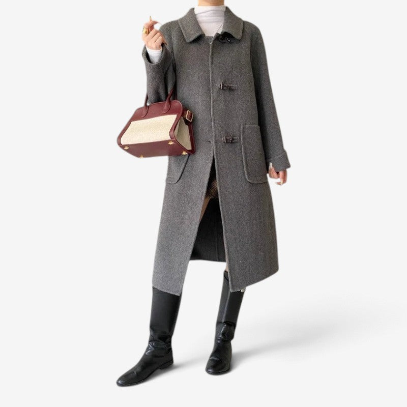 Avenqora – Long Coat with Toggle Front Closure