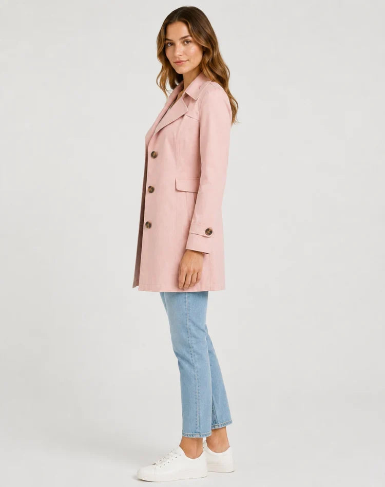 Calveron – Cappotto lungo con colletto a revers, chiusura con bottoni e taglia