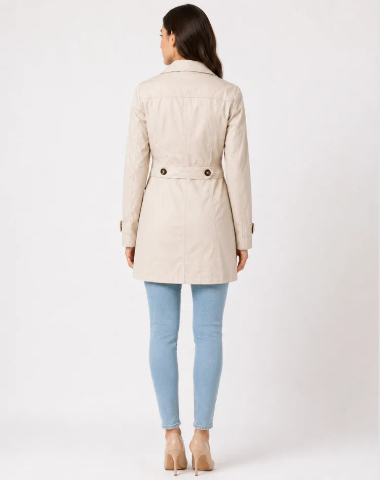 Calveron – Cappotto lungo con colletto a revers, chiusura con bottoni e taglia