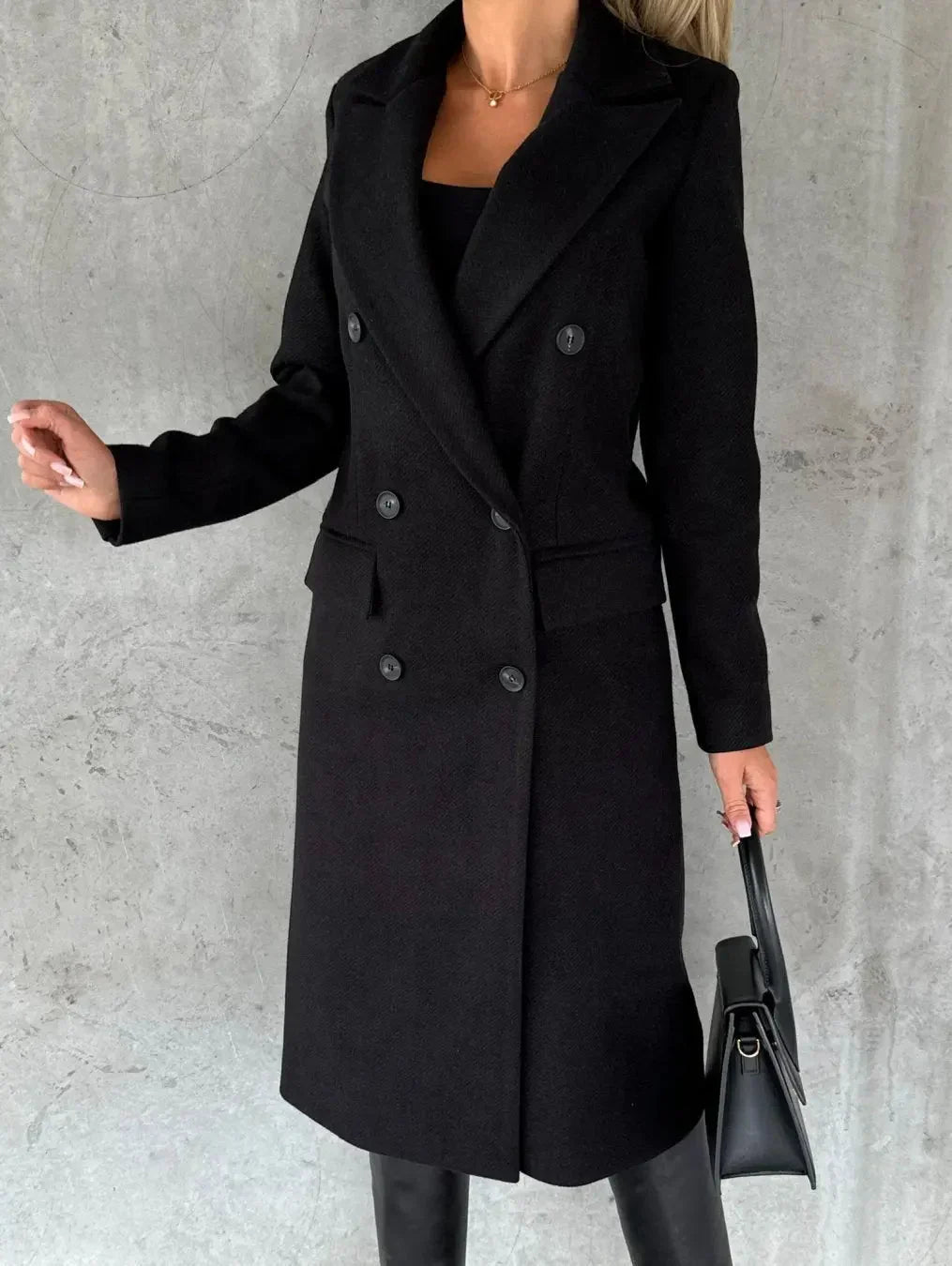 Velnoria – Cappotto a maniche lunghe con colletto a revers e dettagli con bottoni