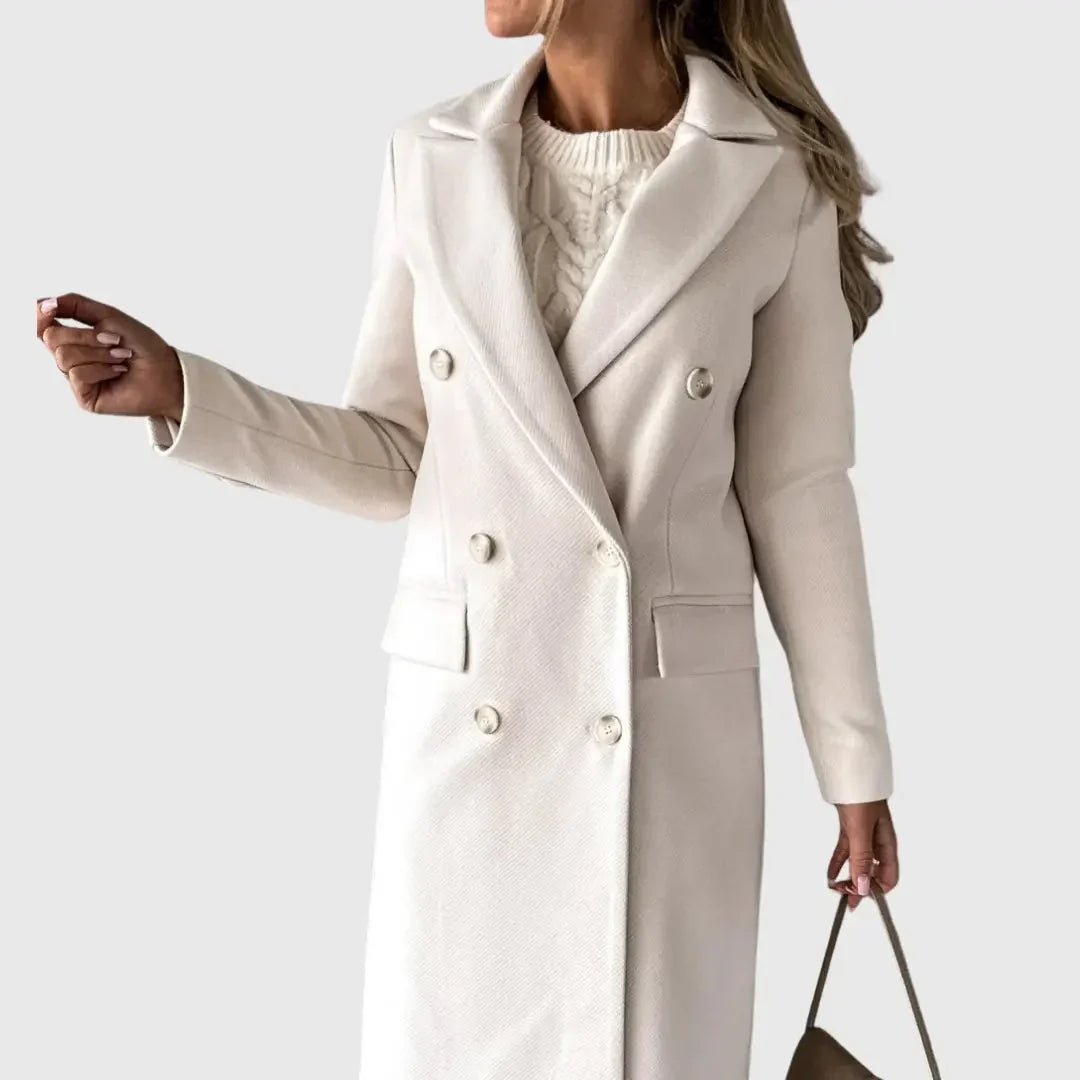 Velnoria – Cappotto a maniche lunghe con colletto a revers e dettagli con bottoni
