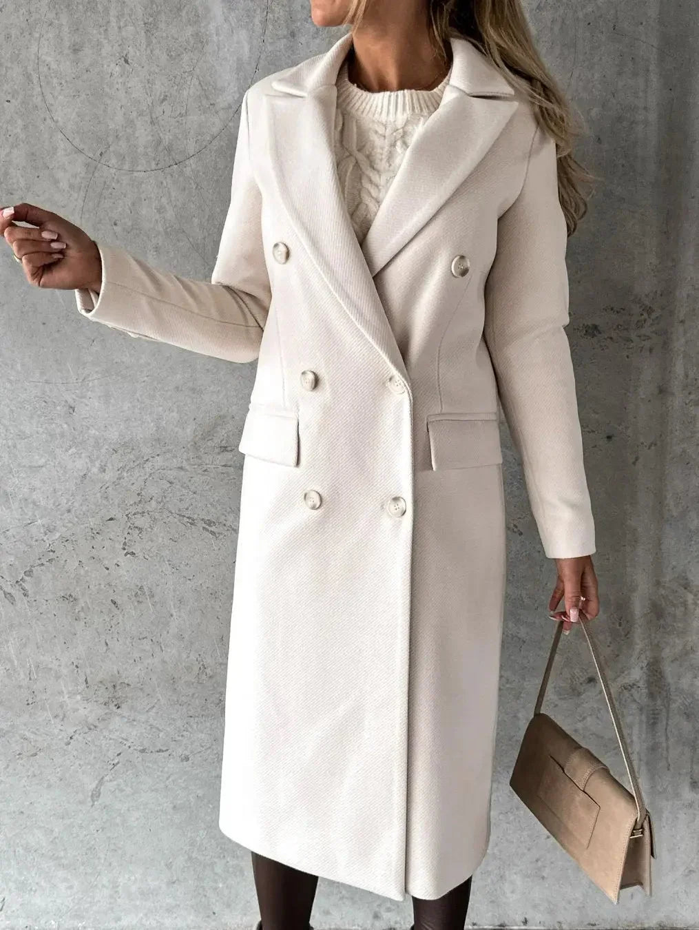 Velnoria – Cappotto a maniche lunghe con colletto a revers e dettagli con bottoni