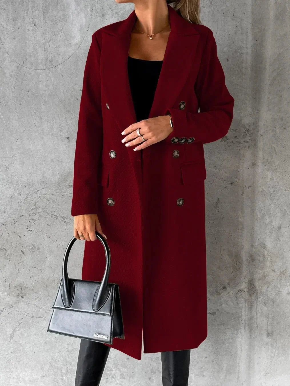 Velnoria – Cappotto a maniche lunghe con colletto a revers e dettagli con bottoni