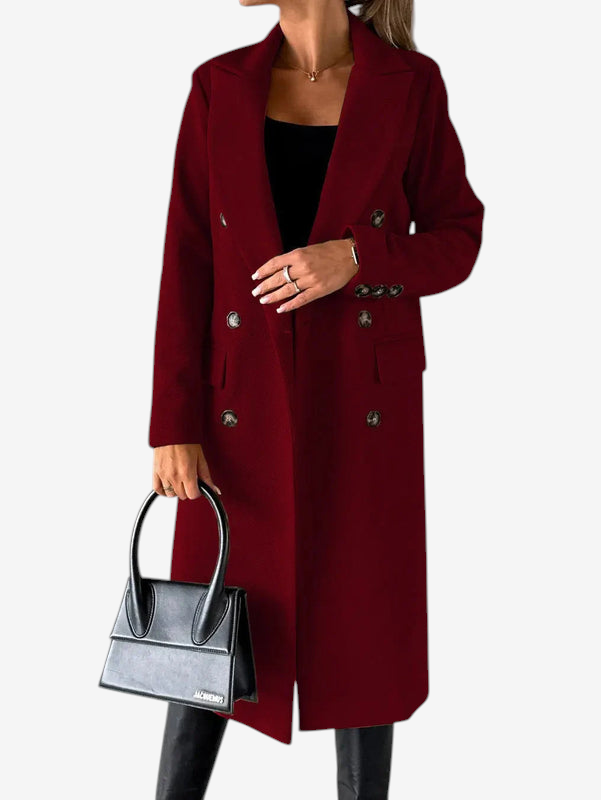 Velnoria – Cappotto a maniche lunghe con colletto a revers e dettagli con bottoni