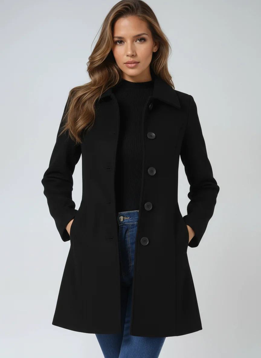 Varellora – Fitted Coat with Turn-Down Collar
