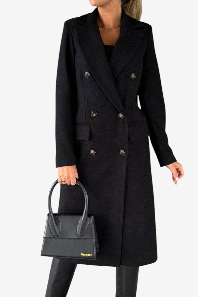 Varellia – Long Coat with Structured Lapel Collar