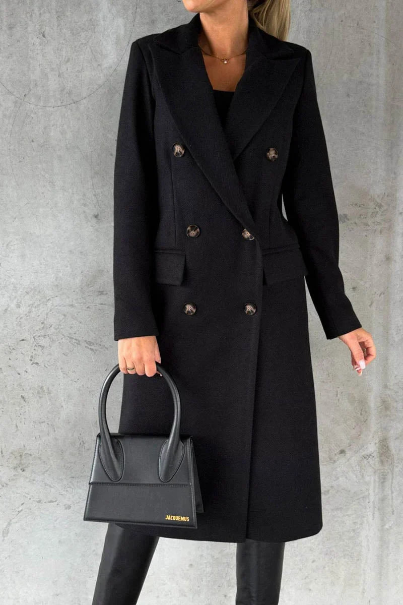 Varellia – Long Coat with Structured Lapel Collar