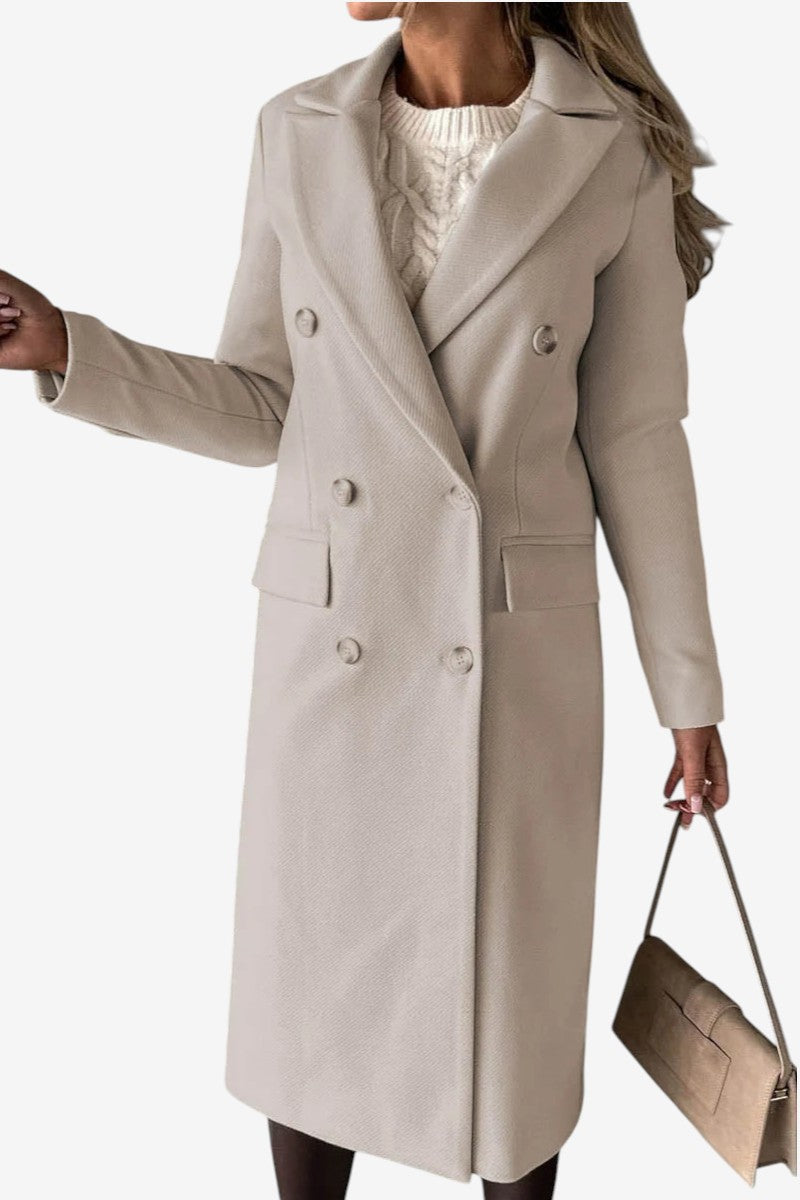 Varellia – Long Coat with Structured Lapel Collar
