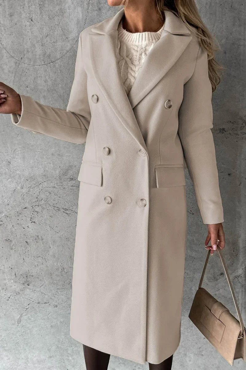 Varellia – Long Coat with Structured Lapel Collar