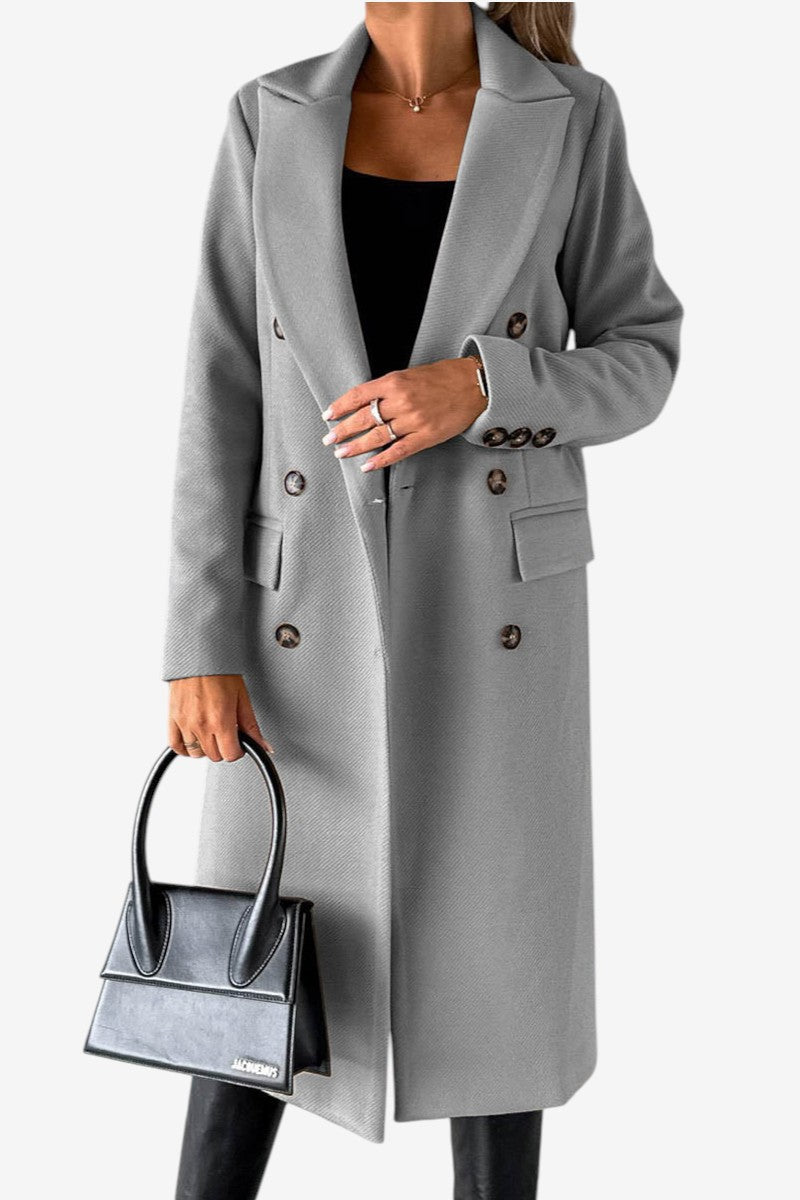 Varellia – Long Coat with Structured Lapel Collar