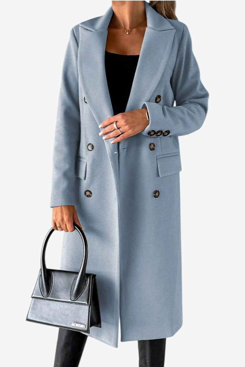 Varellia – Long Coat with Structured Lapel Collar