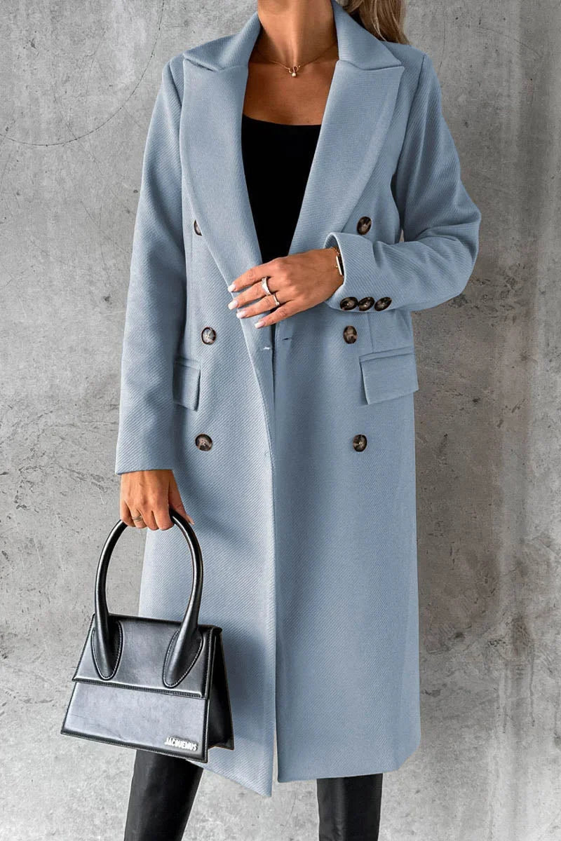Varellia – Long Coat with Structured Lapel Collar