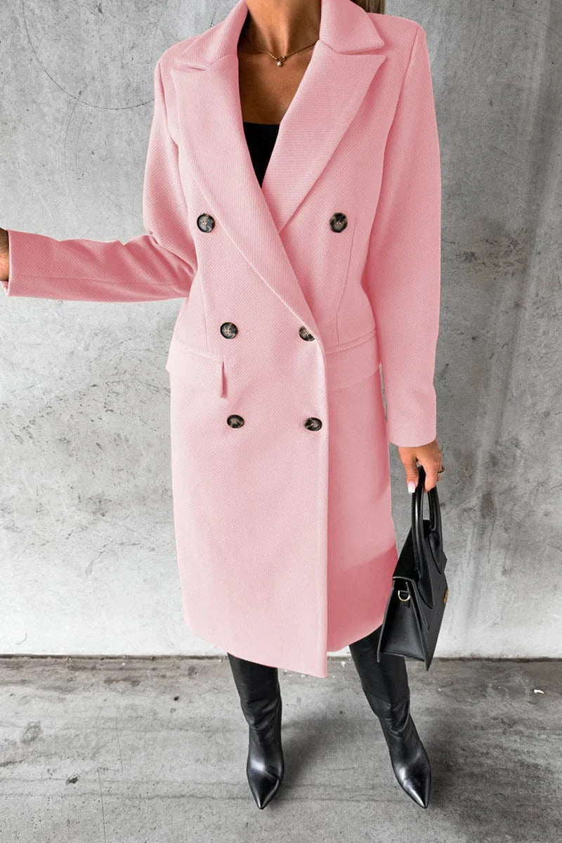 Varellia – Long Coat with Structured Lapel Collar