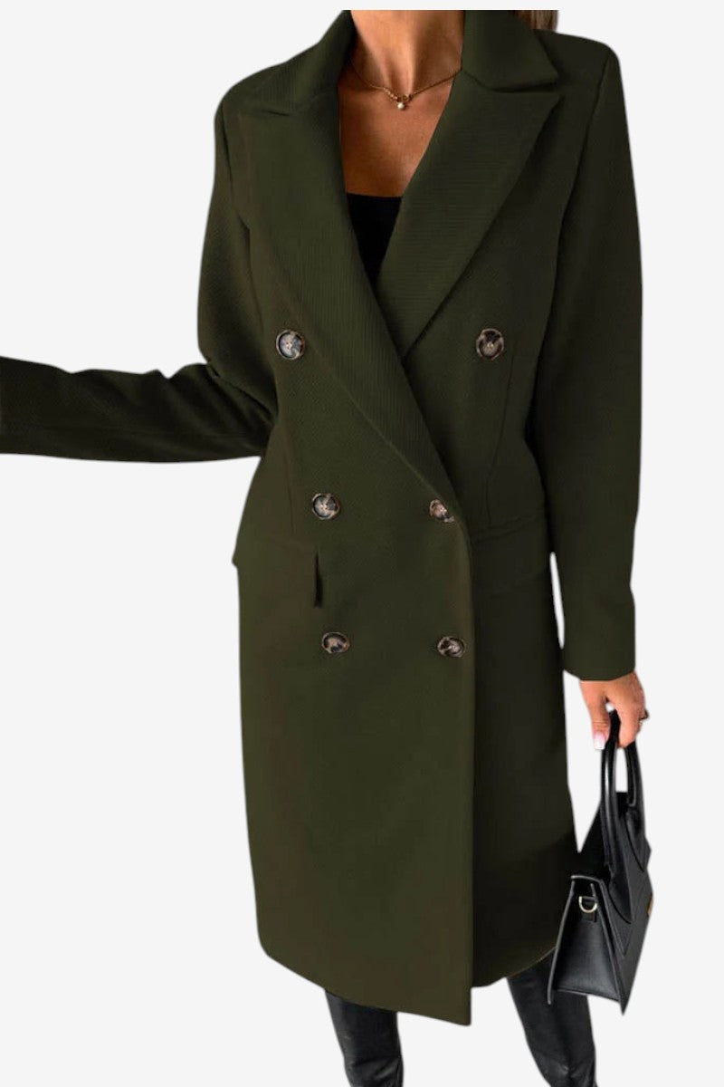 Varellia – Long Coat with Structured Lapel Collar