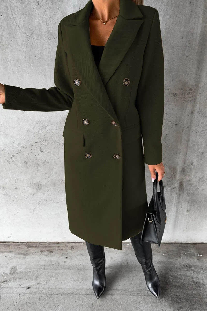 Varellia – Long Coat with Structured Lapel Collar