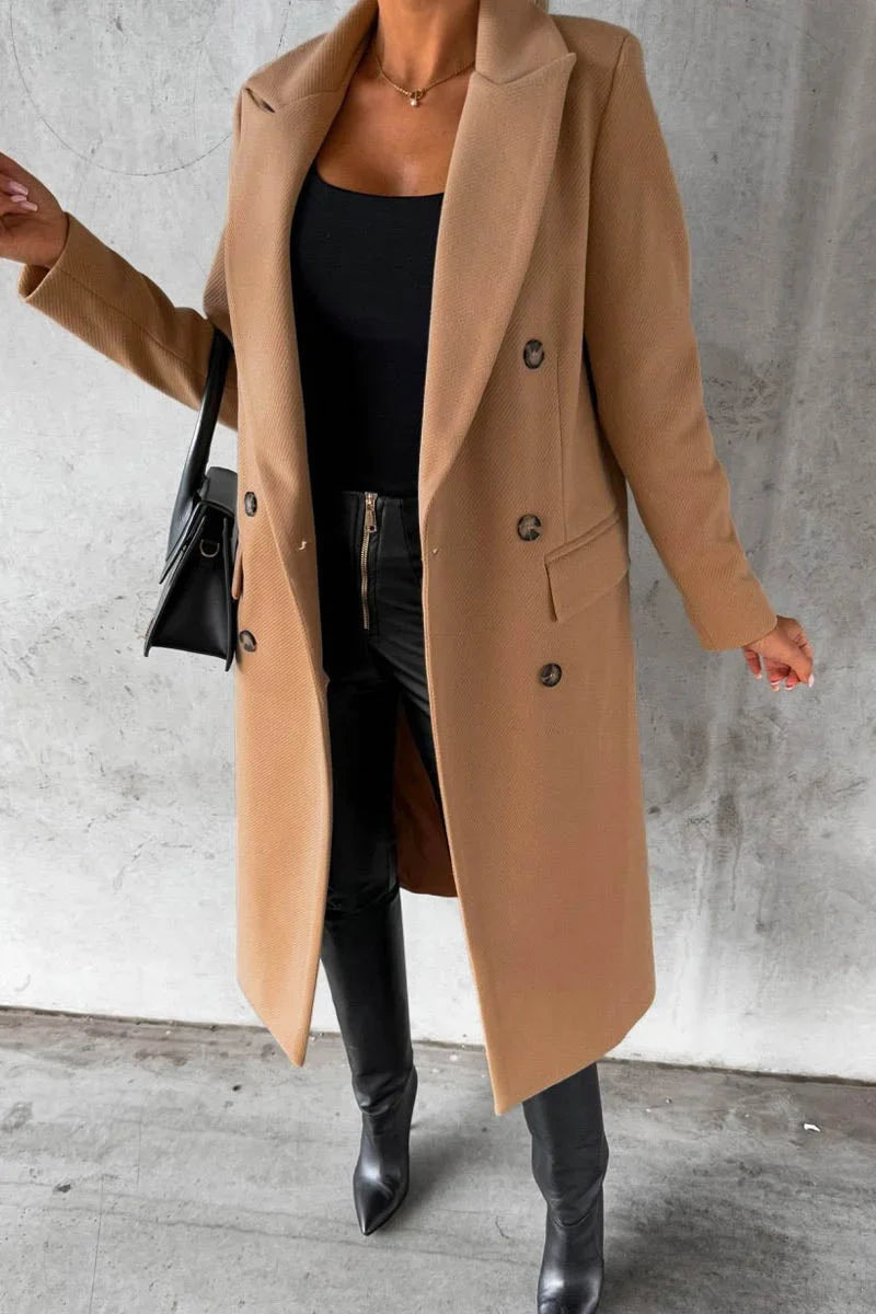 Varellia – Long Coat with Structured Lapel Collar
