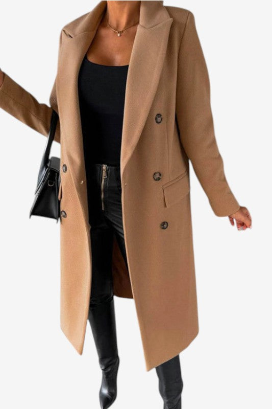 Varellia – Long Coat with Structured Lapel Collar