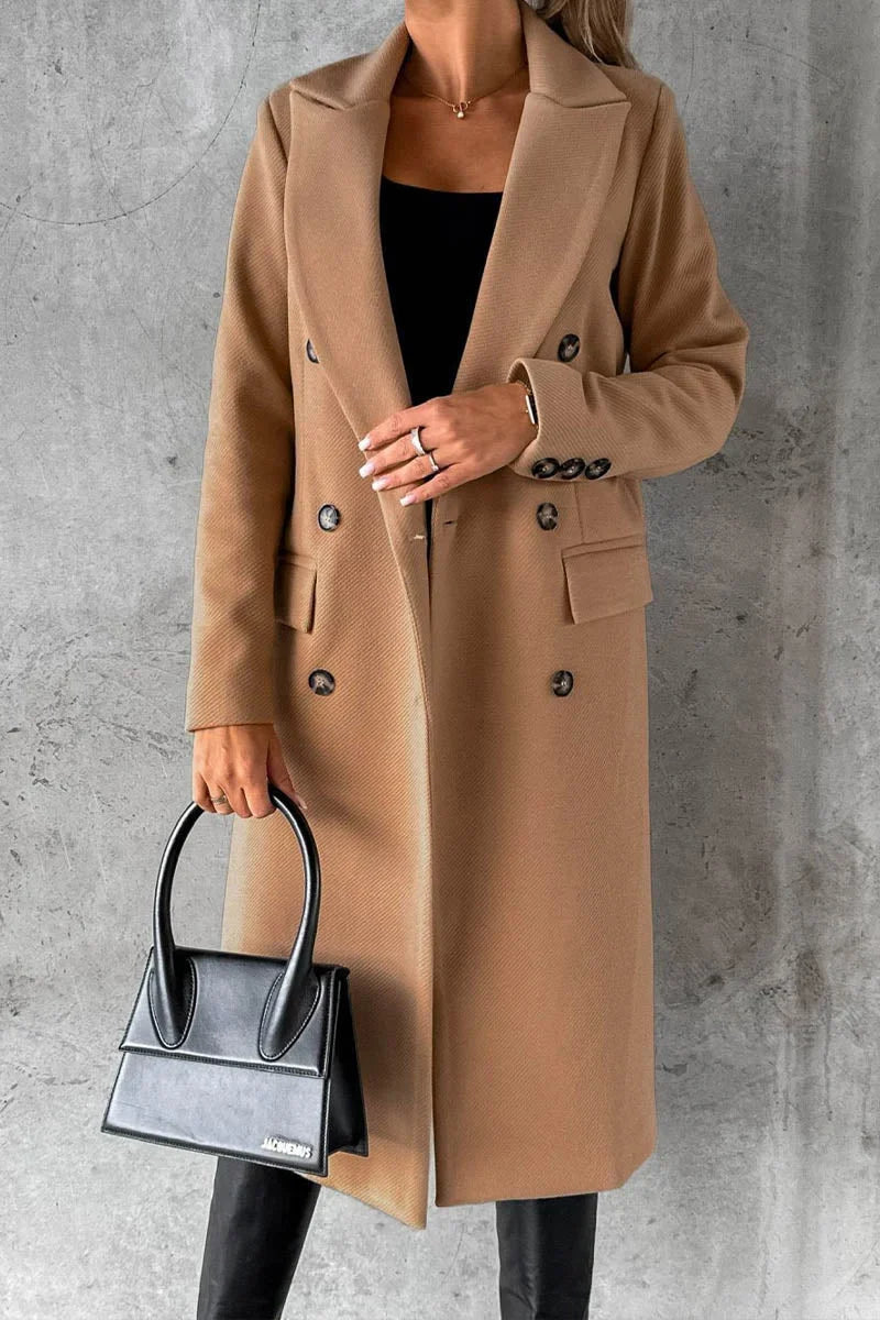 Varellia – Long Coat with Structured Lapel Collar