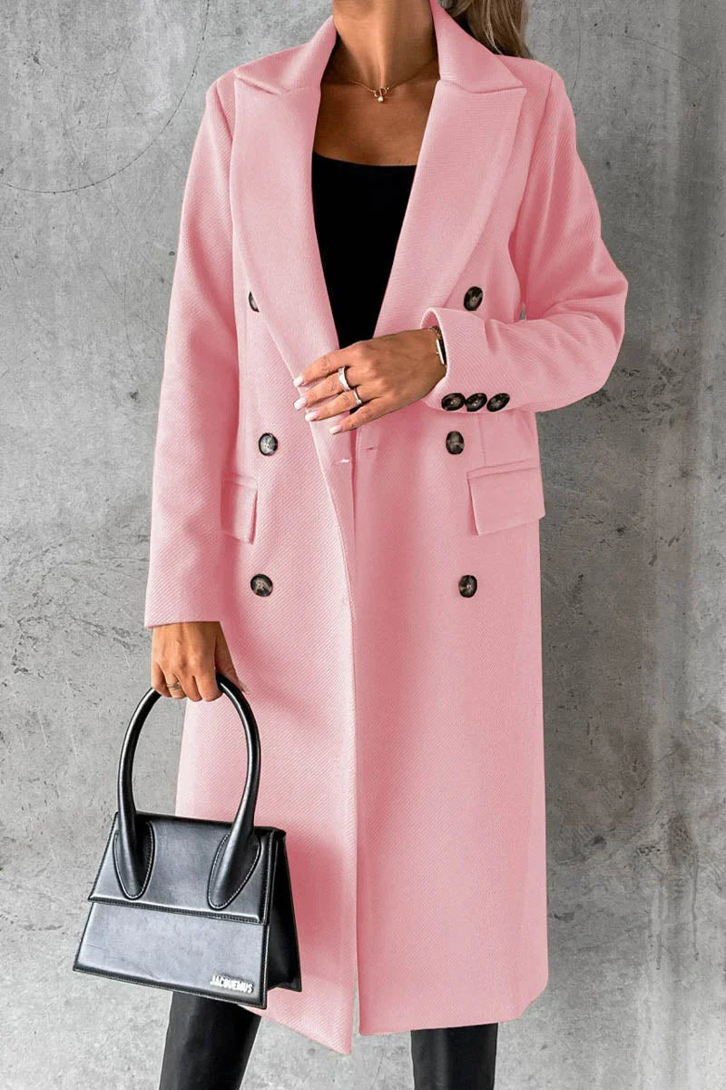Varellia – Long Coat with Structured Lapel Collar