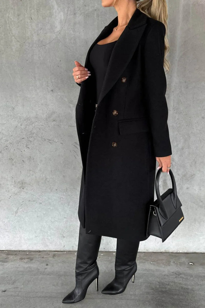 Varellia – Long Coat with Structured Lapel Collar