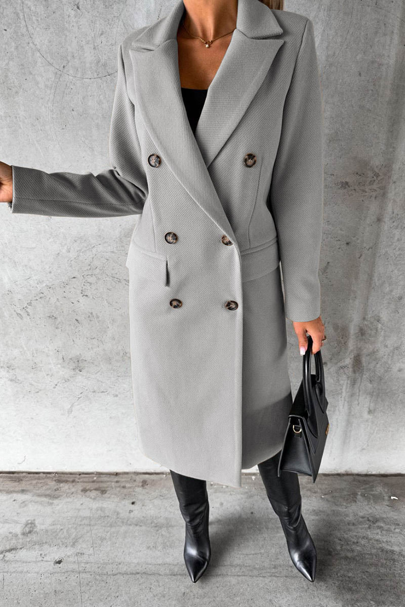 Varellia – Long Coat with Structured Lapel Collar