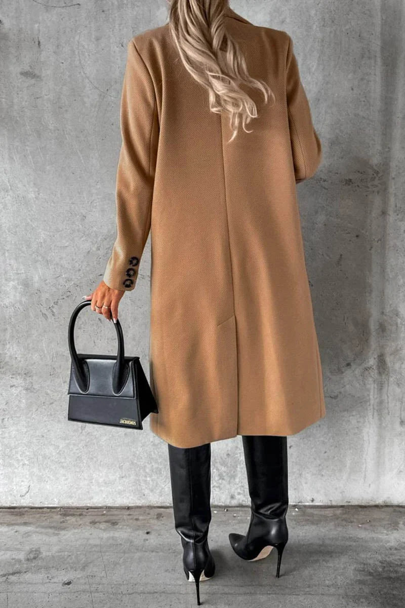 Varellia – Long Coat with Structured Lapel Collar