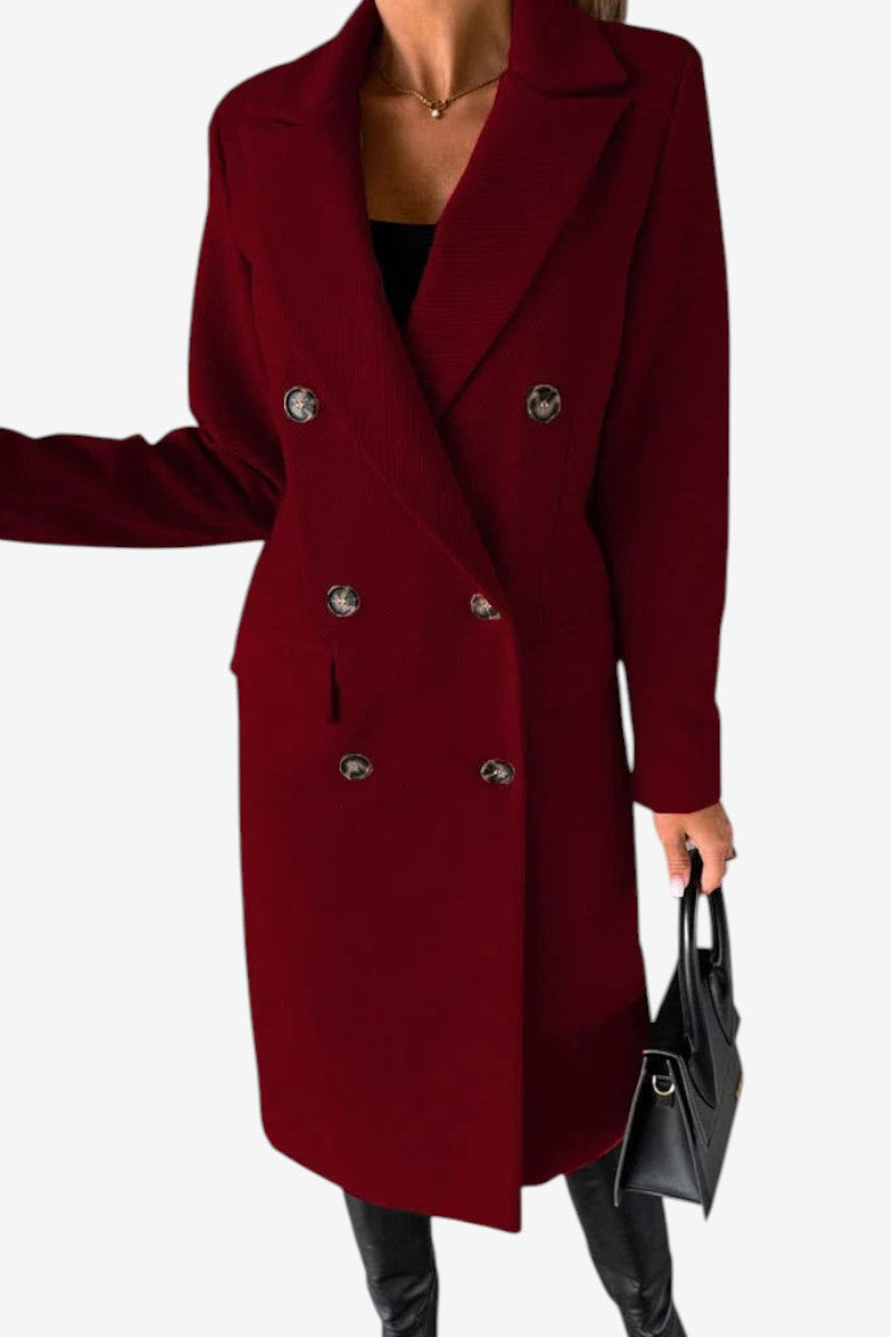 Varellia – Long Coat with Structured Lapel Collar