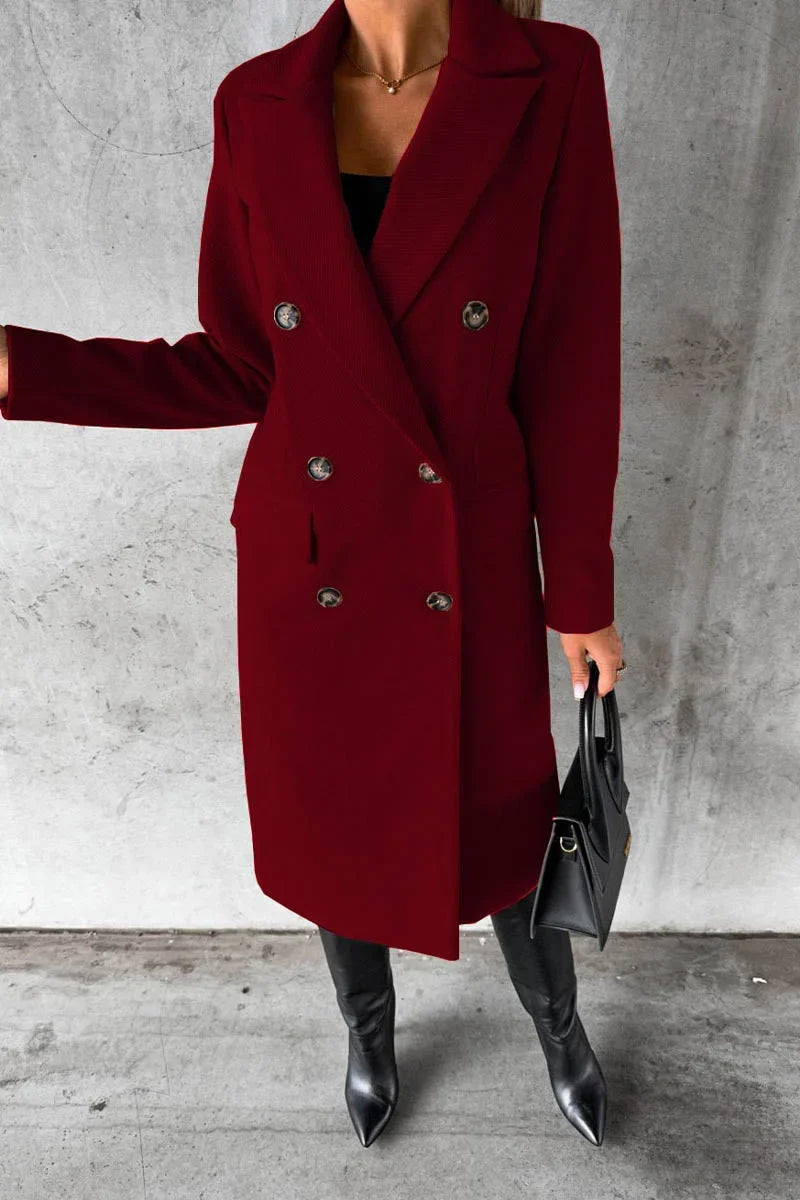 Varellia – Long Coat with Structured Lapel Collar