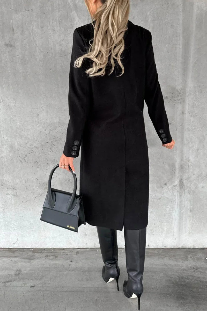 Varellia – Long Coat with Structured Lapel Collar