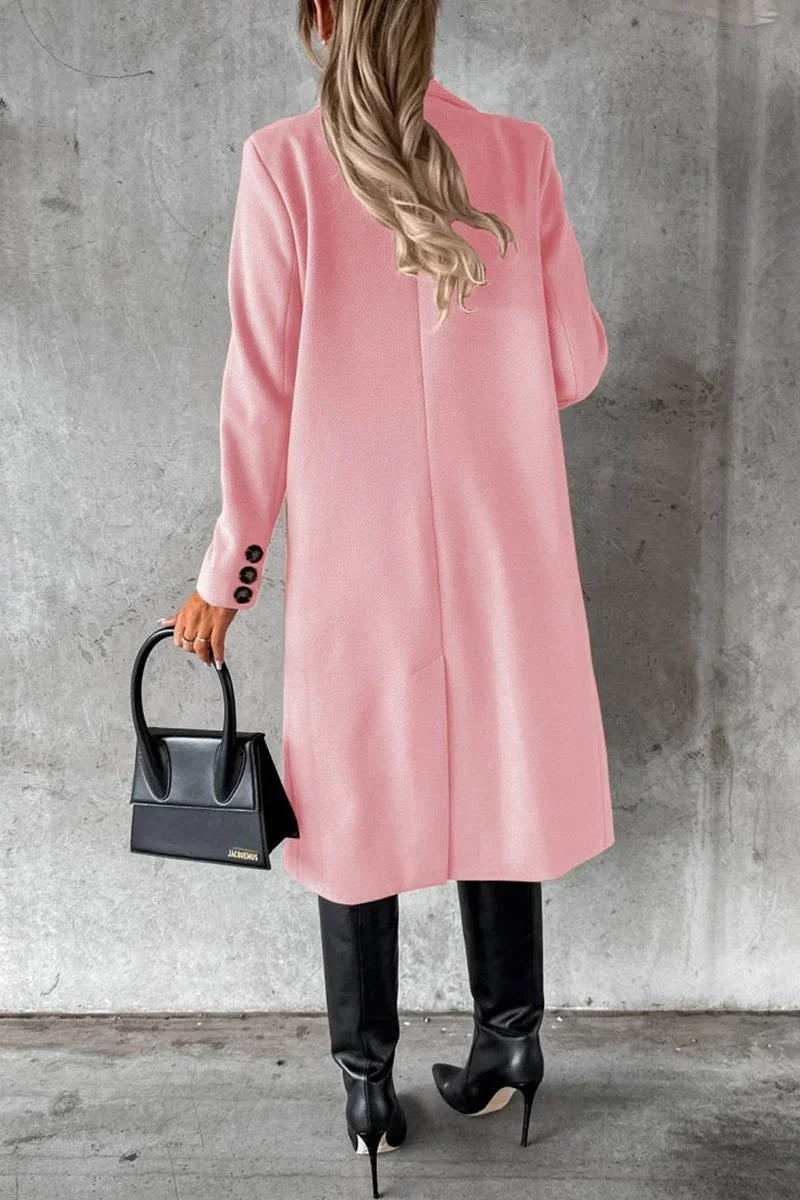 Varellia – Long Coat with Structured Lapel Collar