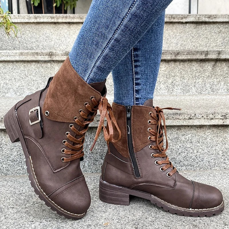 Zavreka – Adjustable Lace Boots with Side Zipper