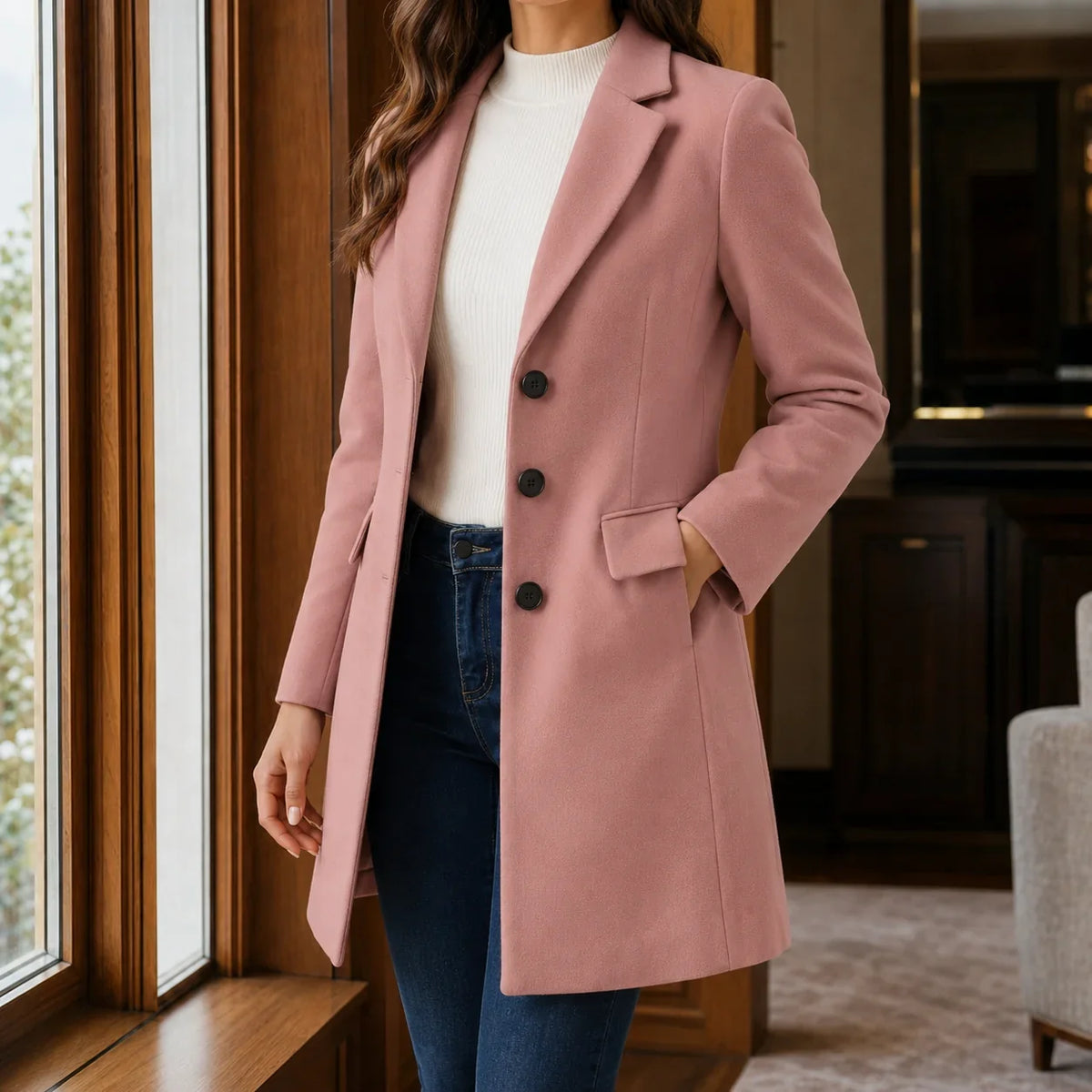 Zorevian – Cappotto sartoriale di media lunghezza con revers dentellati
